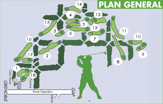 plan du parcours du golf 18 trous de gap bayard